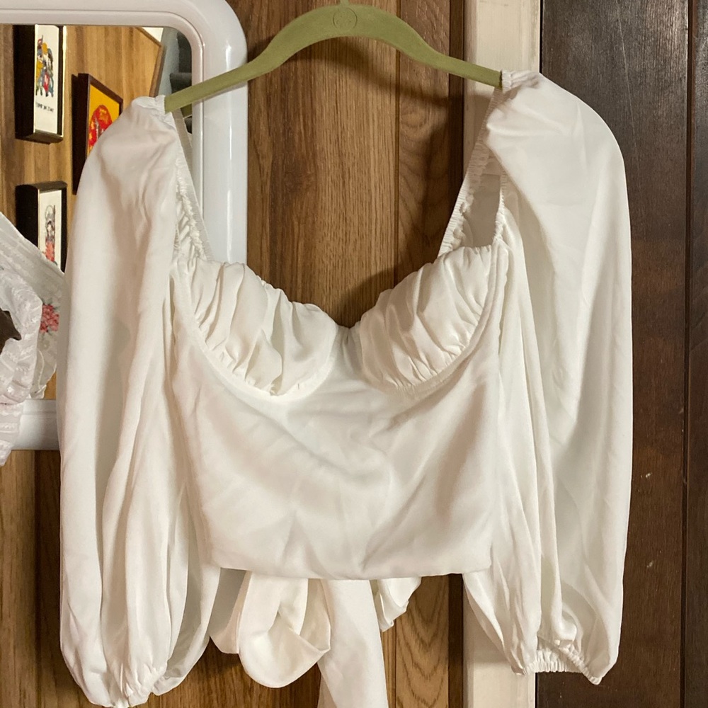 Ruby and Jenna White Bustier Tie Backless Top